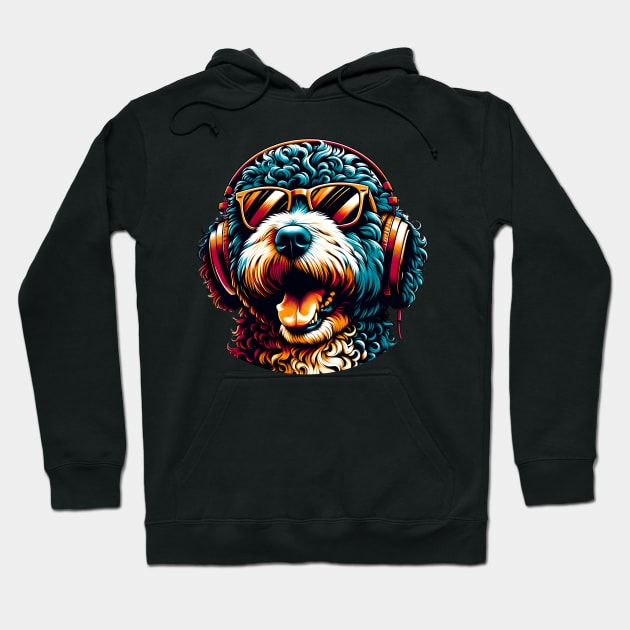 Spanish Water Dog DJ Beaming with Musical Joy Hoodie by ArtRUs